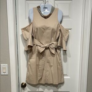Elegant Tan Off-Shoulder Dress by Banana Republic Size Small